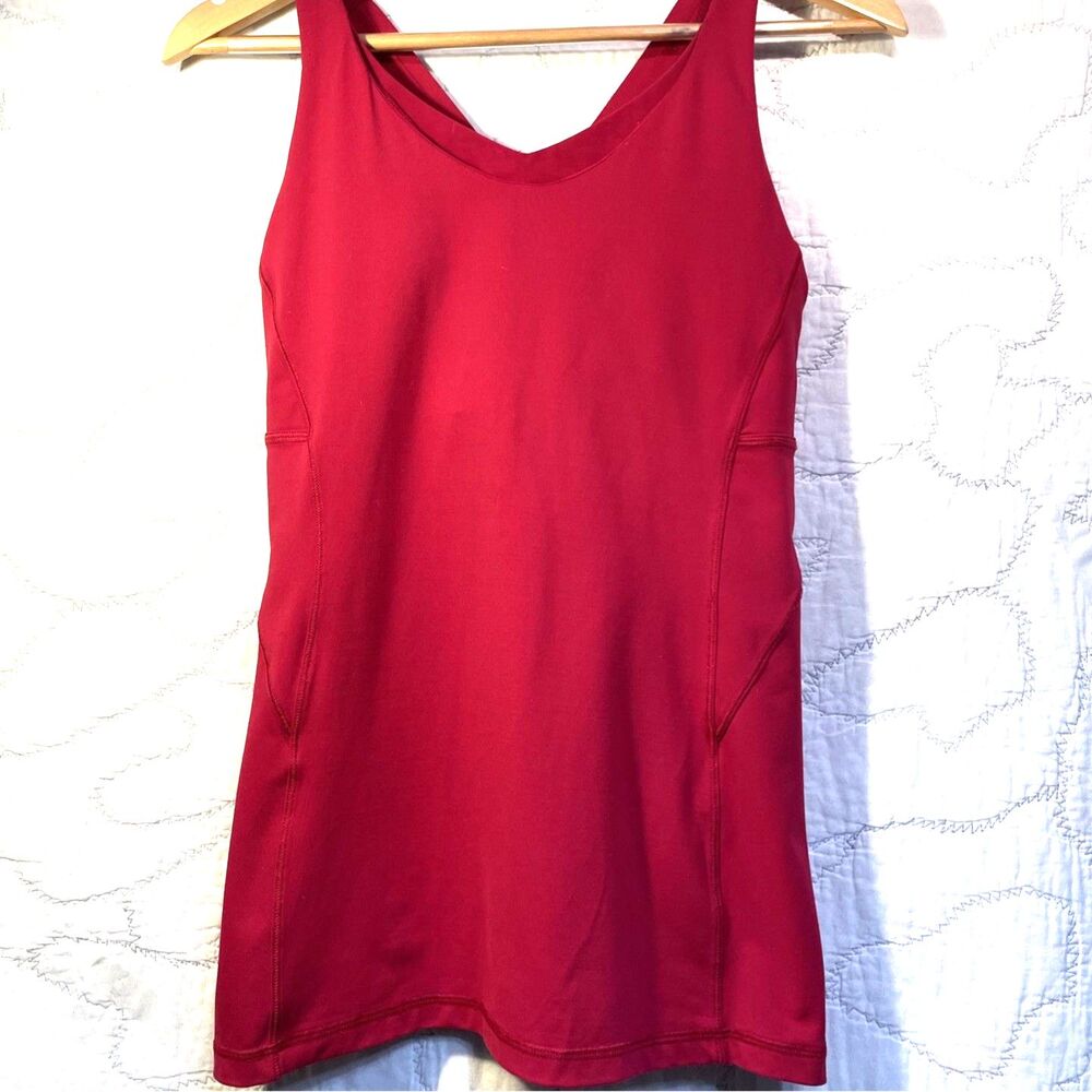 LULULEMON Vintage Crossback  Red And Pink Long Roomy Tank Sz 10